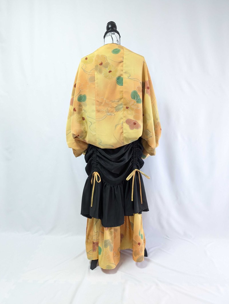 画像39: 【黒留袖-梅重-×小紋-山吹-】マーガレット＆シャンデリアフリルスカート (39)