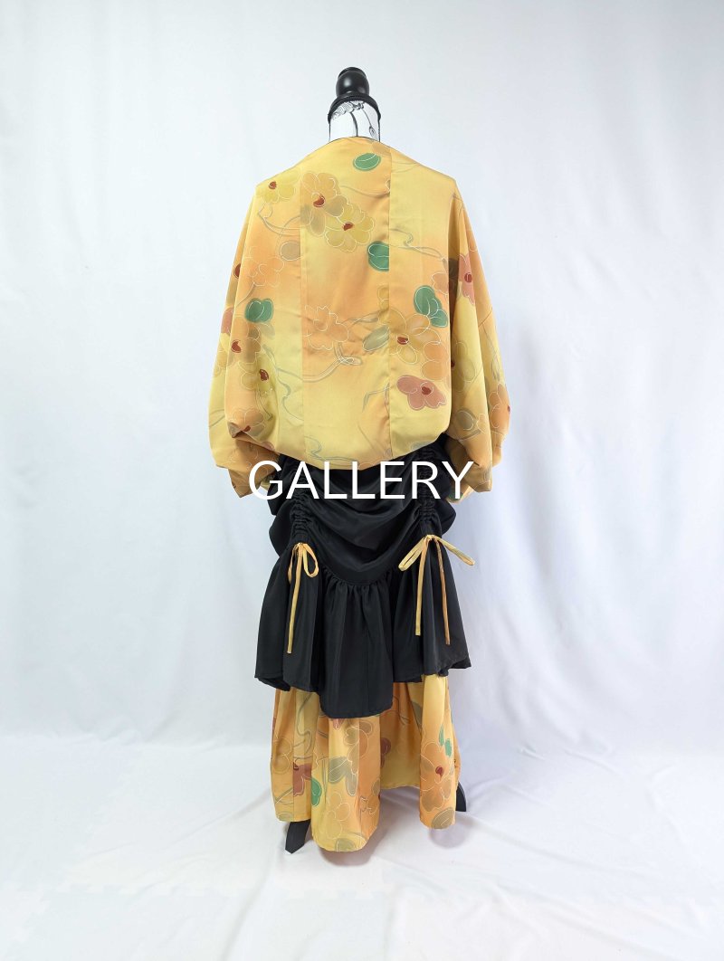 画像39: 【黒留袖-梅重-×小紋-山吹-】マーガレット＆シャンデリアフリルスカート (39)