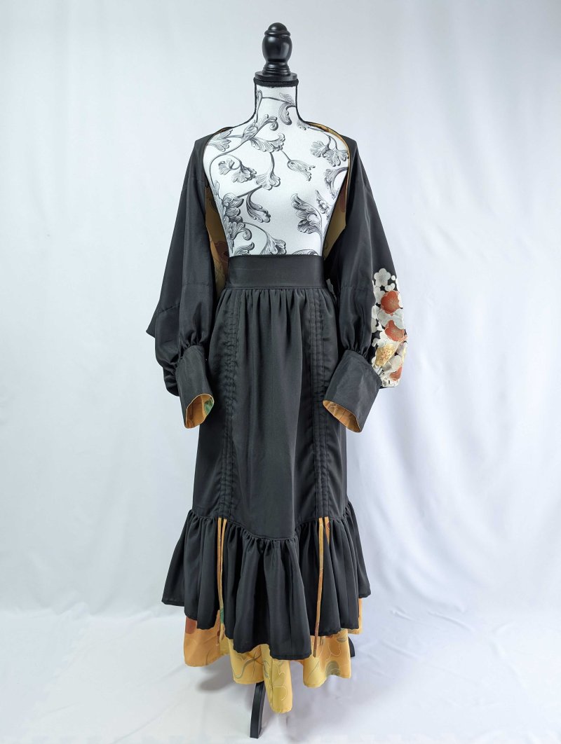画像23: 【黒留袖-梅重-×小紋-山吹-】マーガレット＆シャンデリアフリルスカート (23)