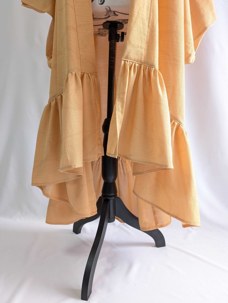 画像8: 【流水地紋×五三桐紋】柑子色シースルーフリルガウン (8)
