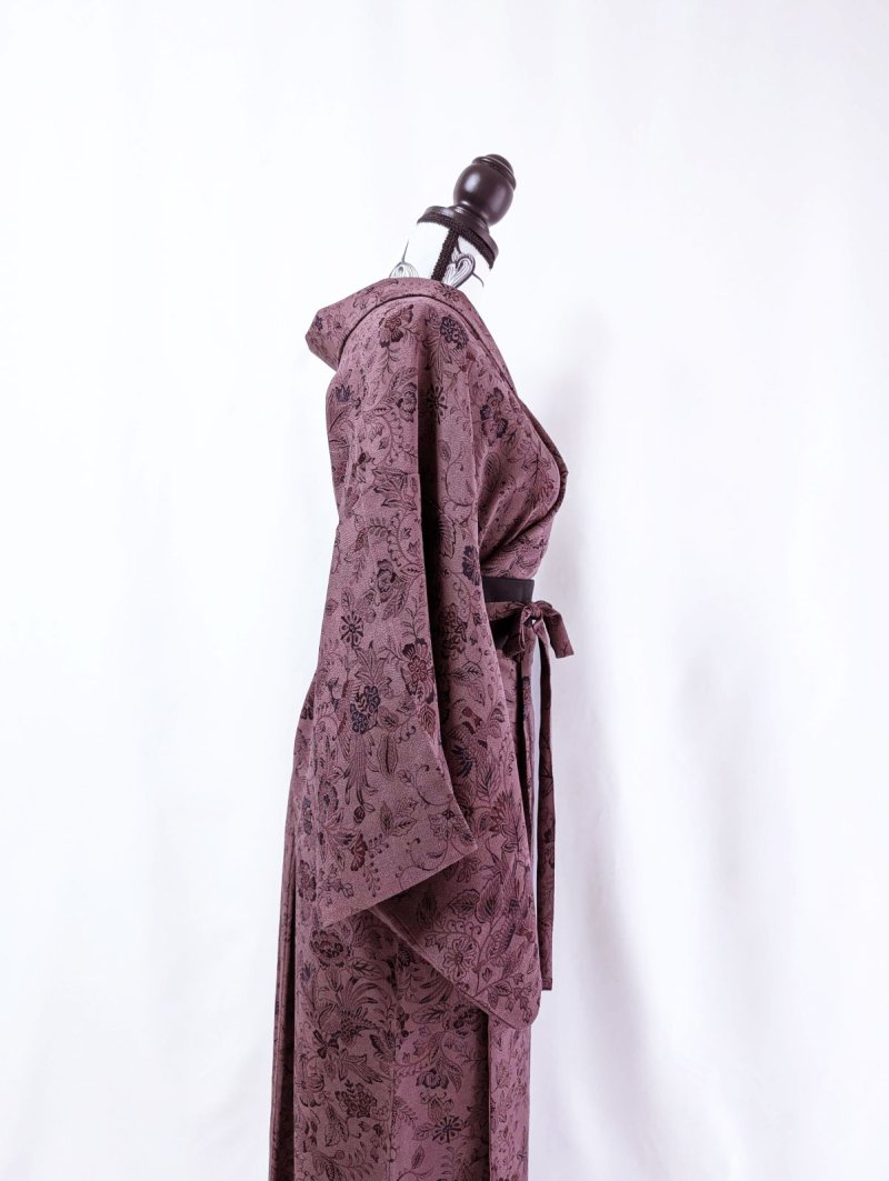 画像12: 【葡萄染色×鳳凰に草花文様】小紋ラップスカートセットアップ (12)