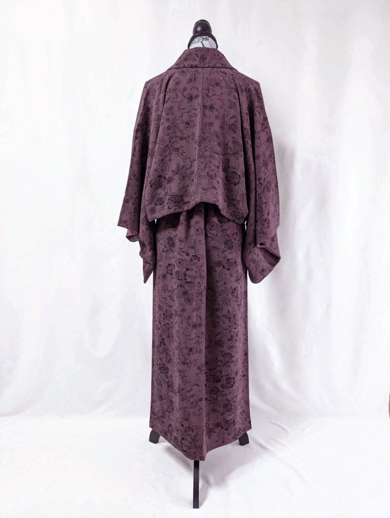 画像15: 【葡萄染色×鳳凰に草花文様】小紋ラップスカートセットアップ (15)