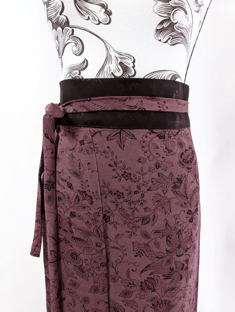 画像19: 【葡萄染色×鳳凰に草花文様】小紋ラップスカートセットアップ (19)