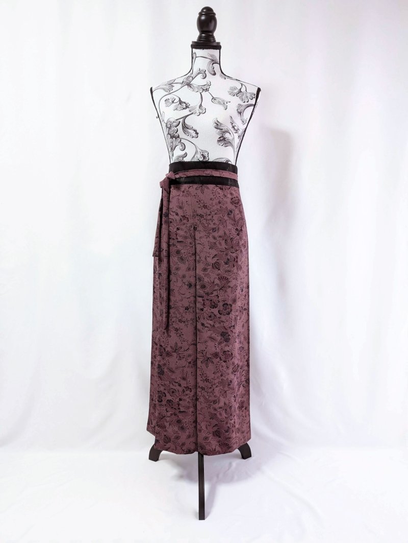画像17: 【葡萄染色×鳳凰に草花文様】小紋ラップスカートセットアップ (17)