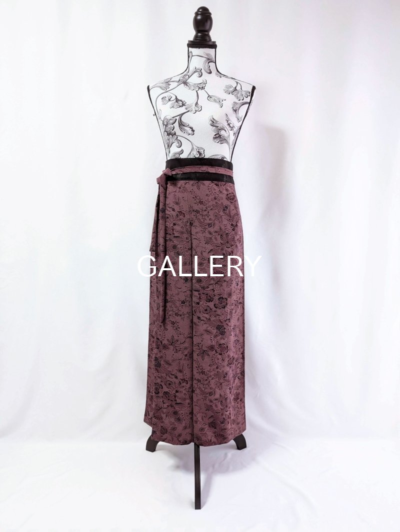 画像17: 【葡萄染色×鳳凰に草花文様】小紋ラップスカートセットアップ (17)