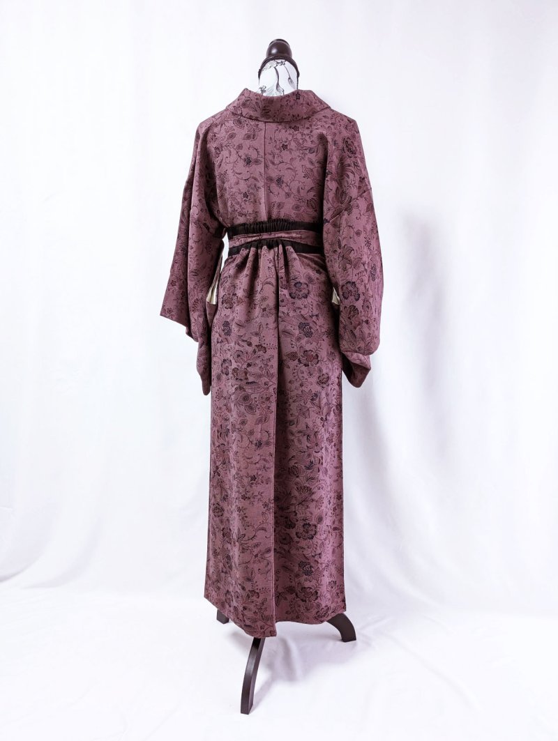 画像10: 【葡萄染色×鳳凰に草花文様】小紋ラップスカートセットアップ (10)