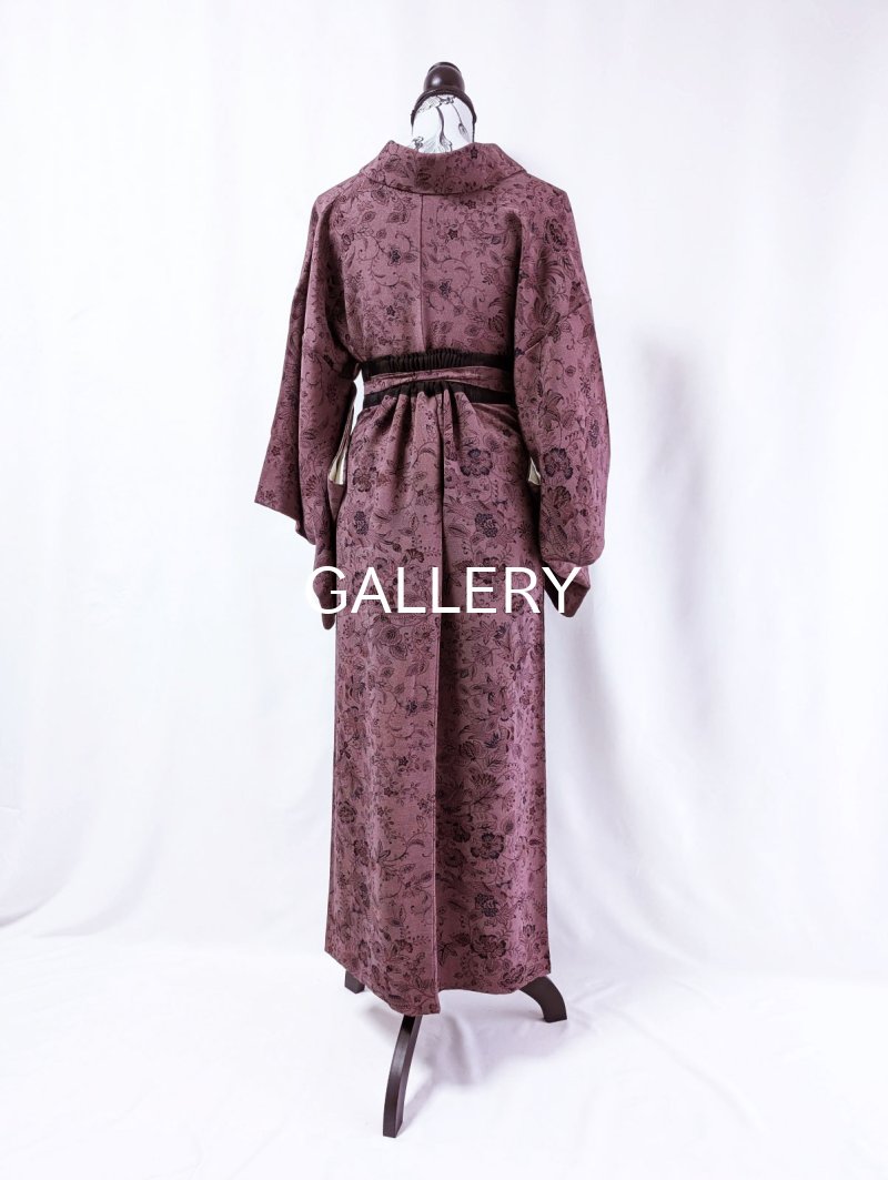 画像10: 【葡萄染色×鳳凰に草花文様】小紋ラップスカートセットアップ (10)