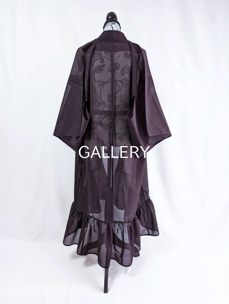 画像11: 【至極色×絽】色無地シースルーフリルガウン (11)