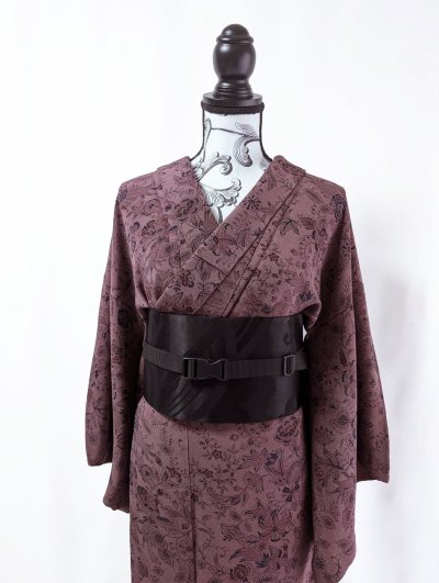 画像2: 【葡萄染色×鳳凰に草花文様】小紋ラップスカートセットアップ