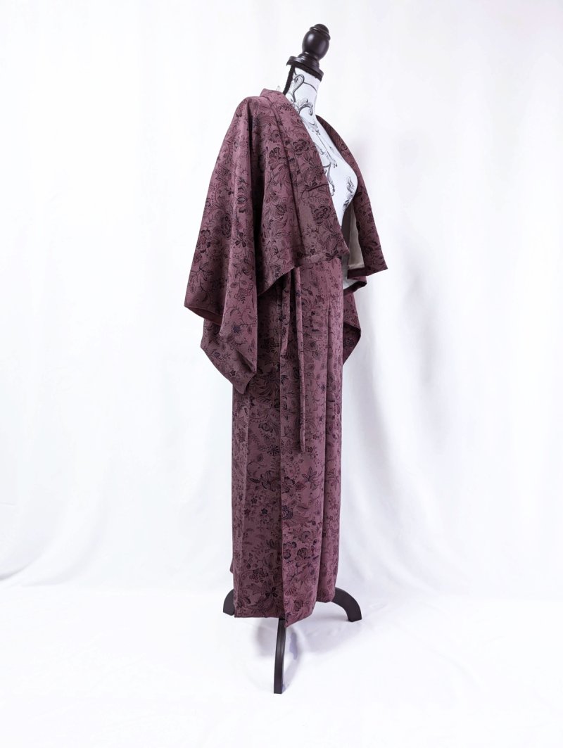 画像16: 【葡萄染色×鳳凰に草花文様】小紋ラップスカートセットアップ (16)