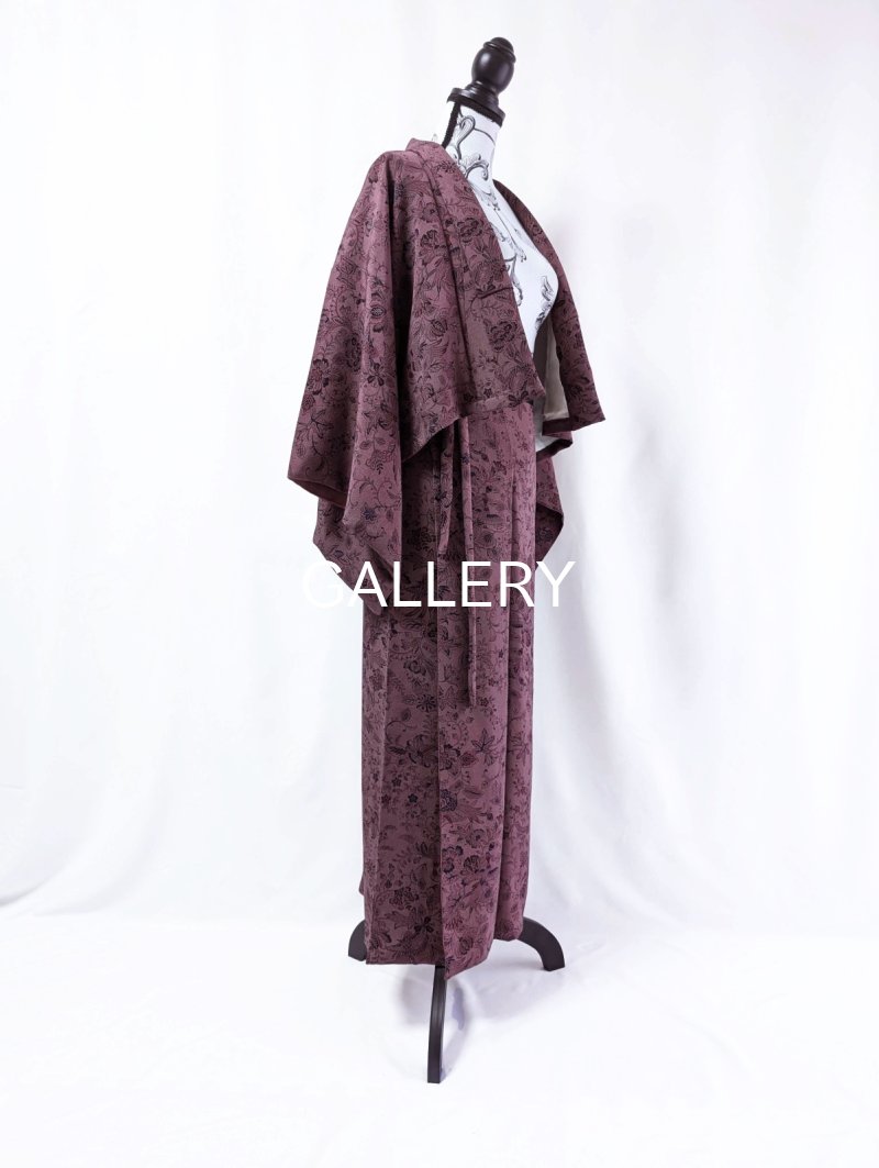 画像16: 【葡萄染色×鳳凰に草花文様】小紋ラップスカートセットアップ (16)