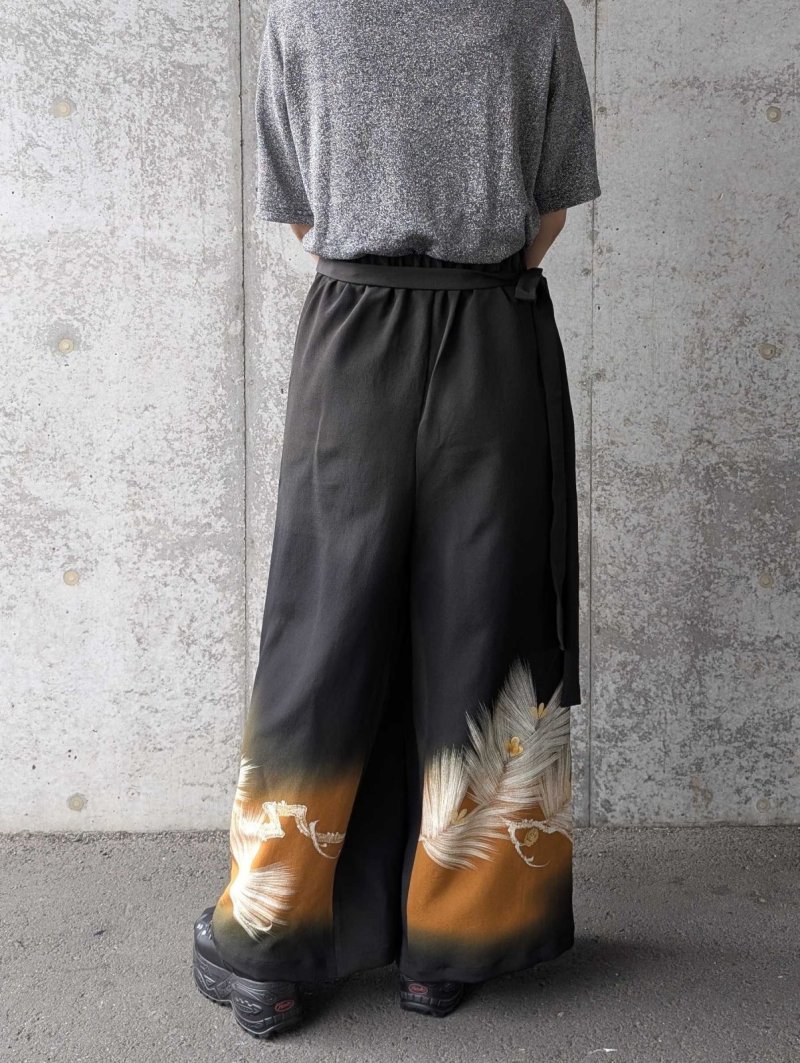 画像7: 【墨黒×松葉白金】黒留袖ワイドラップパンツ (7)