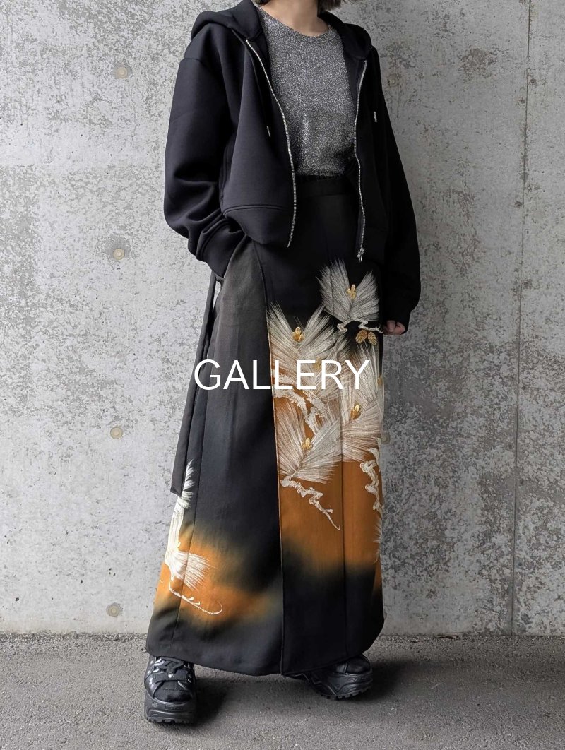 画像1: 【墨黒×松葉白金】黒留袖ワイドラップパンツ (1)