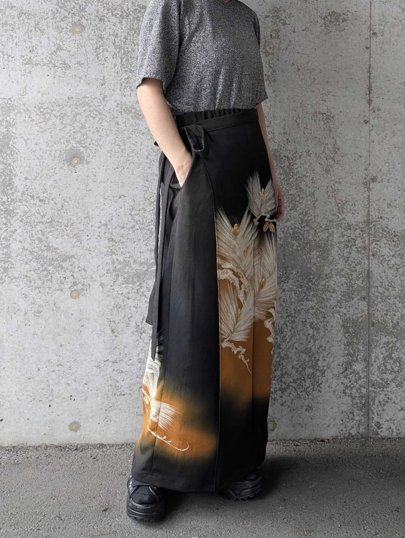 画像5: 【墨黒×松葉白金】黒留袖ワイドラップパンツ (5)