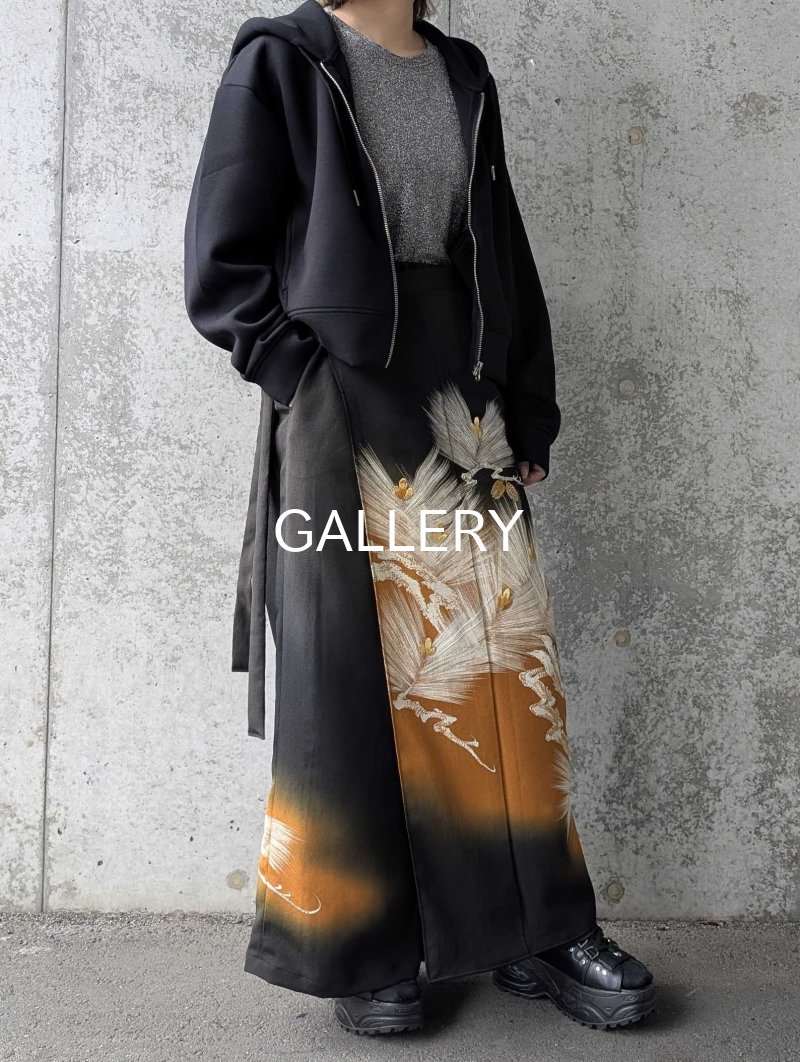 画像2: 【墨黒×松葉白金】黒留袖ワイドラップパンツ (2)