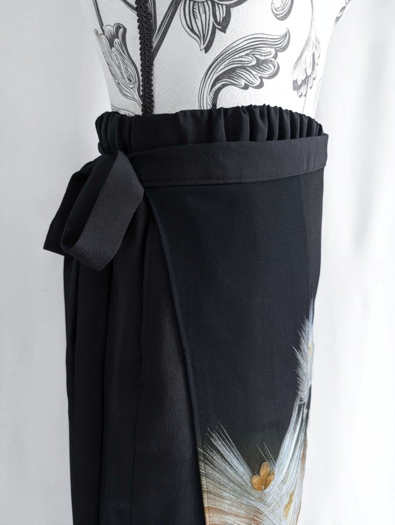画像22: 【墨黒×松葉白金】黒留袖ワイドラップパンツ (22)