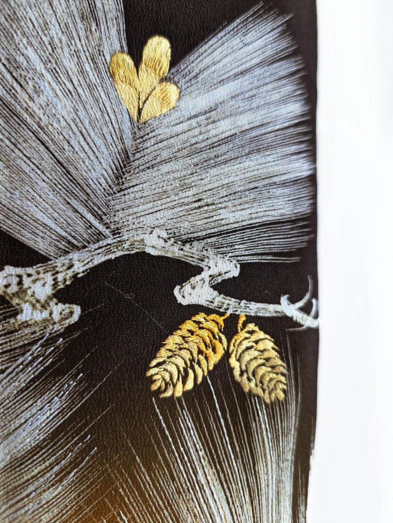 画像29: 【墨黒×松葉白金】黒留袖ワイドラップパンツ (29)