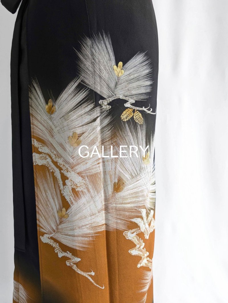 画像10: 【墨黒×松葉白金】黒留袖ワイドラップパンツ (10)