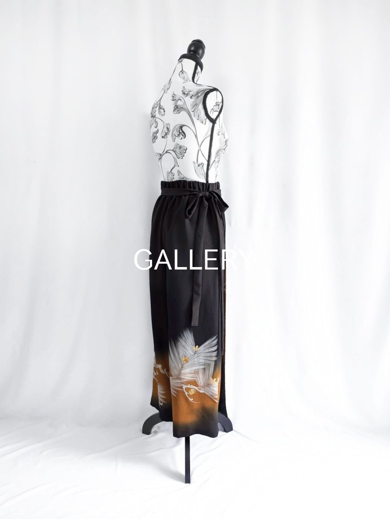 画像19: 【墨黒×松葉白金】黒留袖ワイドラップパンツ (19)