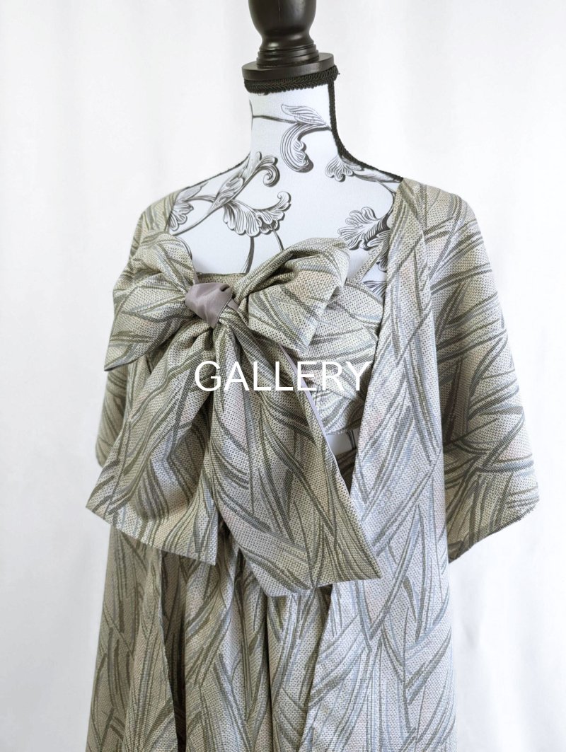 画像21: 【小町鼠×鳩羽色】織り着物無限wayワンピース&リボンビスチェ (21)