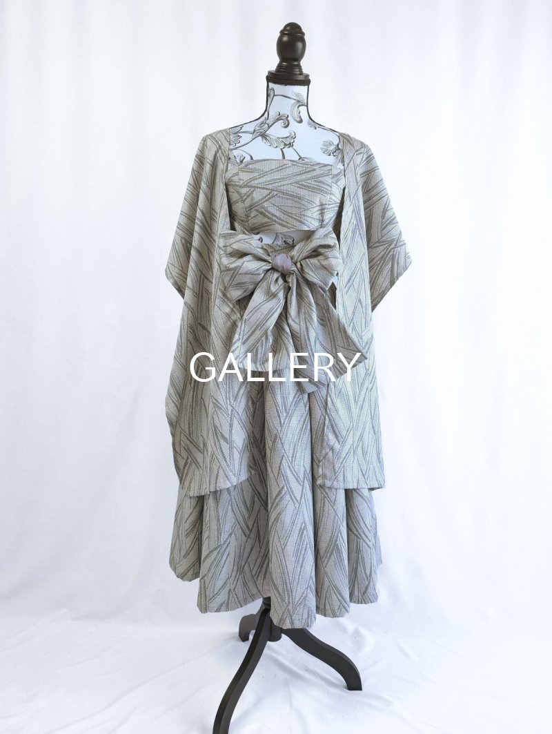画像28: 【小町鼠×鳩羽色】織り着物無限wayワンピース&リボンビスチェ (28)