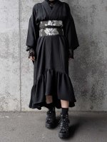 画像6: 【尻合せ三つ洲浜紋】黒紋付フリルガウン (6)