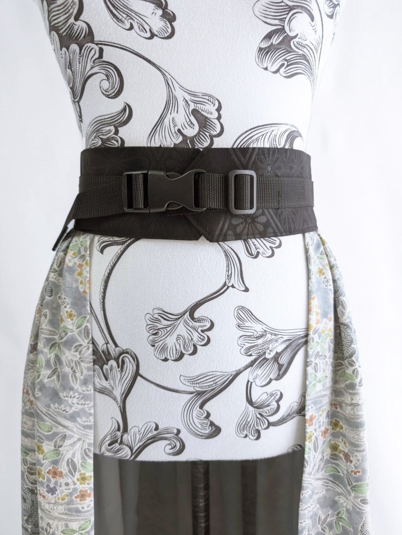 画像9: 【芍薬×流水文様】小紋オーバースカート&リボンジャケットセットアップ (9)