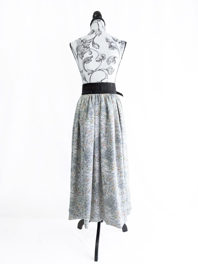 画像12: 【芍薬×流水文様】小紋オーバースカート&リボンジャケットセットアップ (12)