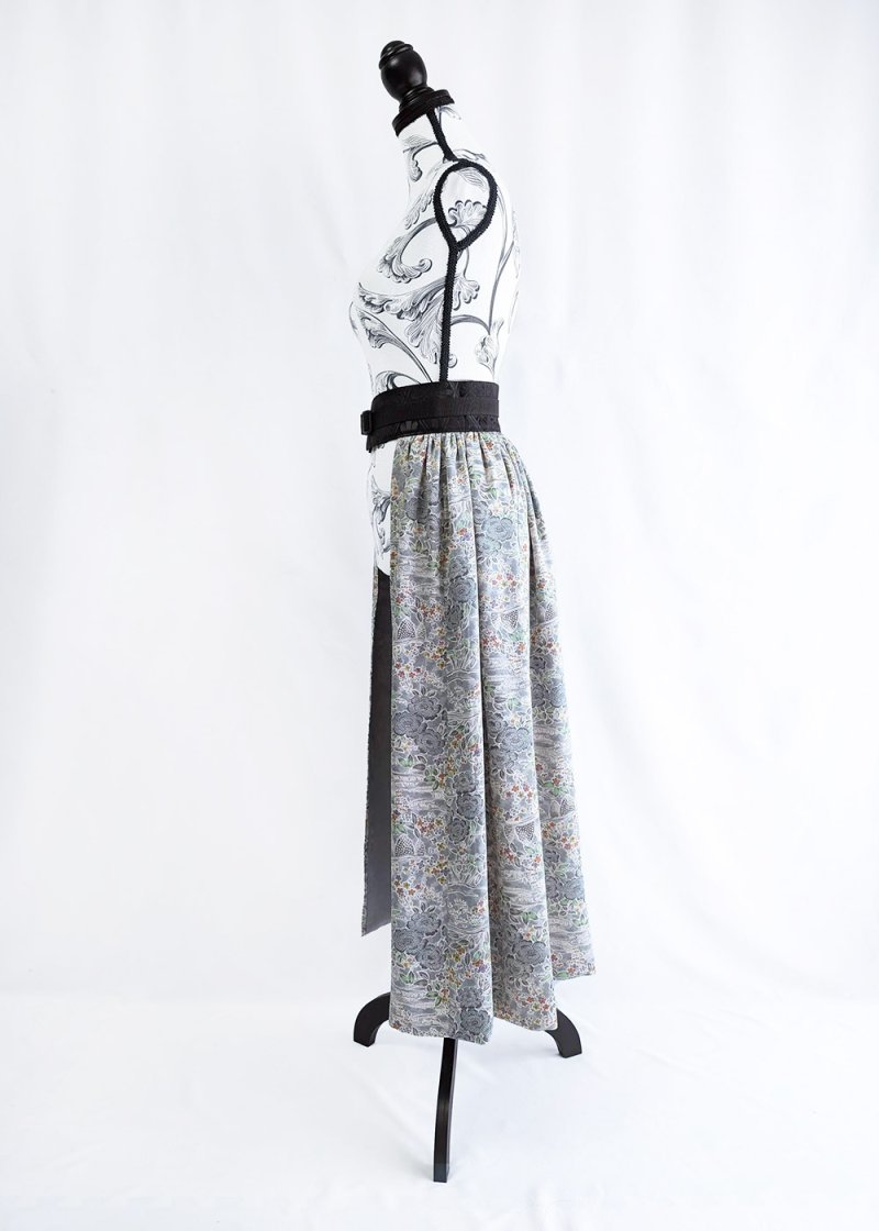 画像10: 【芍薬×流水文様】小紋オーバースカート&リボンジャケットセットアップ (10)