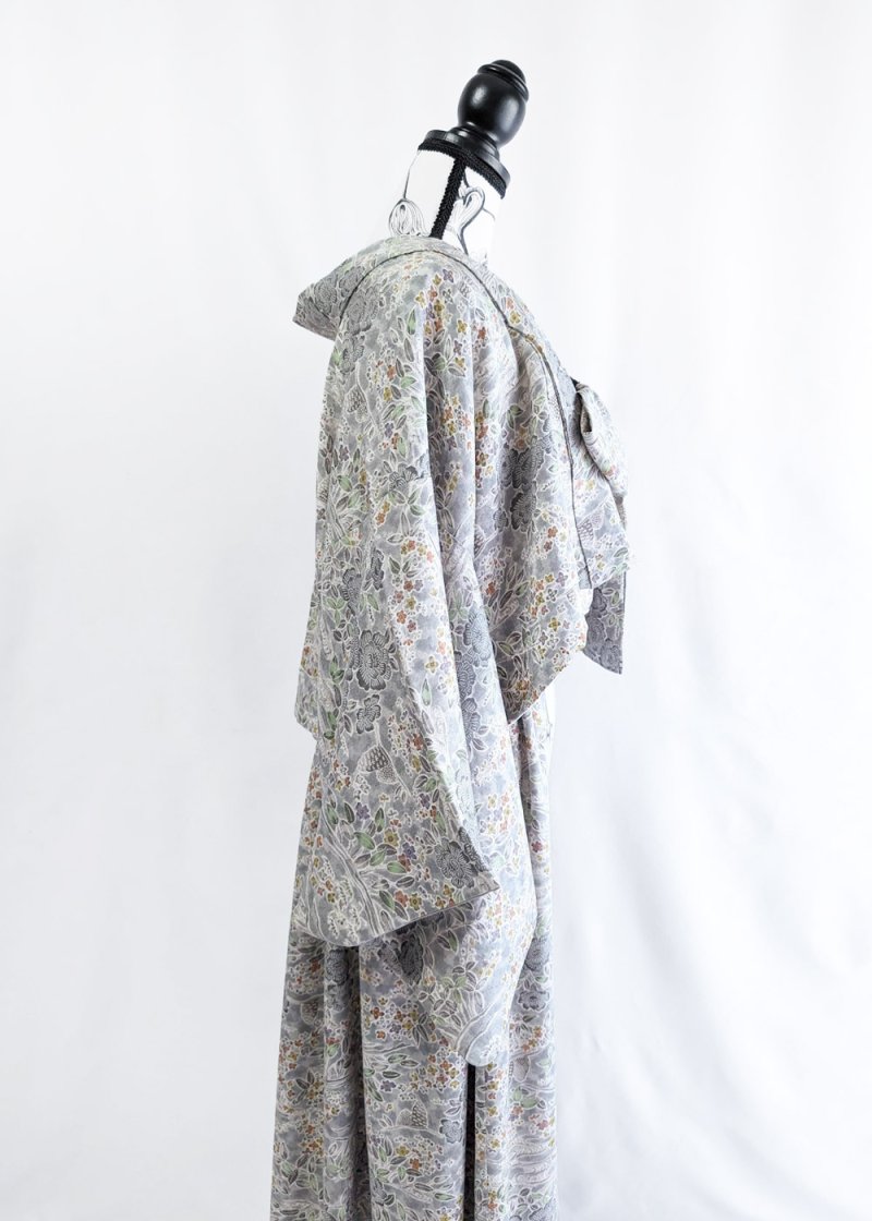 画像29: 【芍薬×流水文様】小紋オーバースカート&リボンジャケットセットアップ (29)