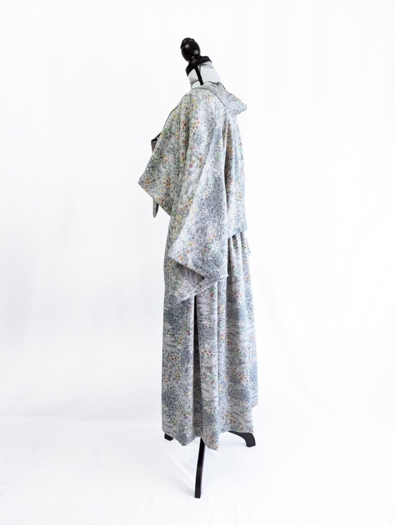 画像25: 【芍薬×流水文様】小紋オーバースカート&リボンジャケットセットアップ (25)