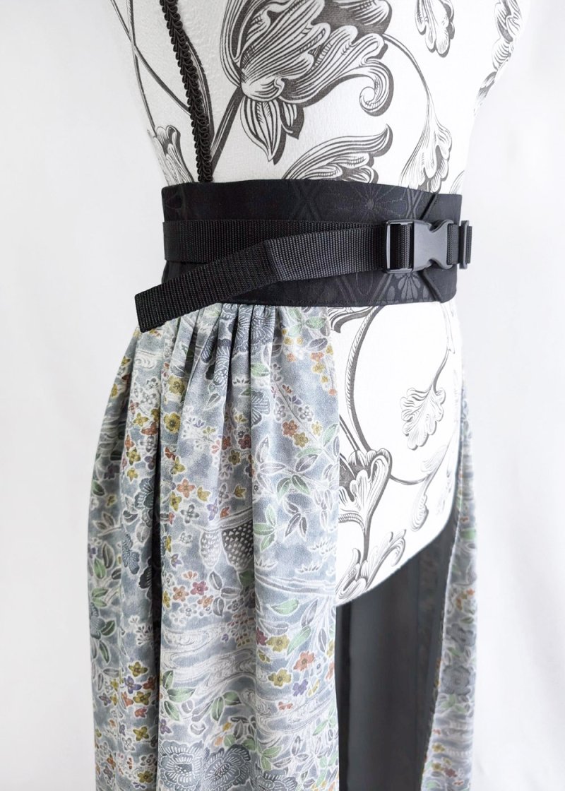 画像16: 【芍薬×流水文様】小紋オーバースカート&リボンジャケットセットアップ (16)