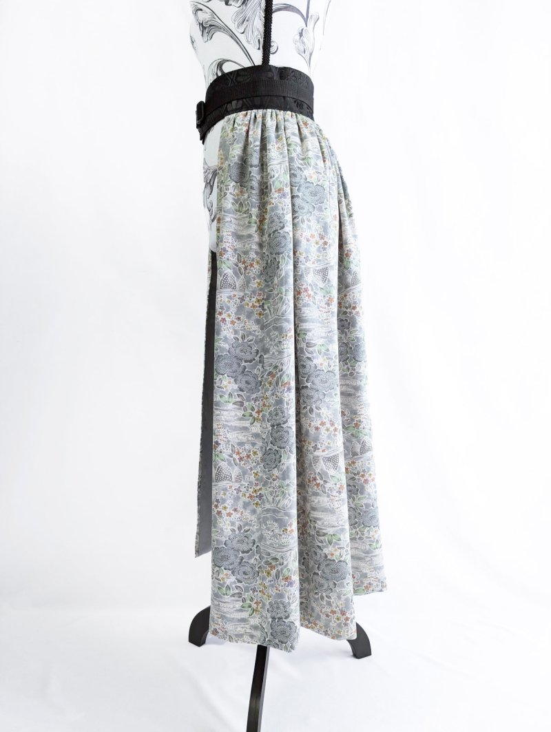 画像11: 【芍薬×流水文様】小紋オーバースカート&リボンジャケットセットアップ (11)