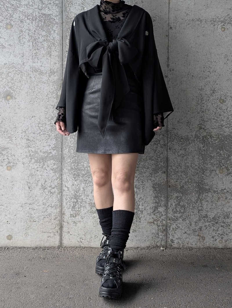 画像2: 【丸に木瓜紋】ロングカラーリボンジャケット (2)