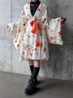 画像2: 【紅花小紋】バルーンロングガウン (2)