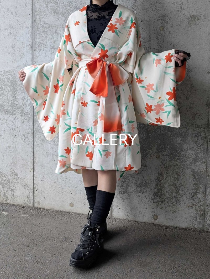 画像2: 【紅花小紋】バルーンロングガウン (2)