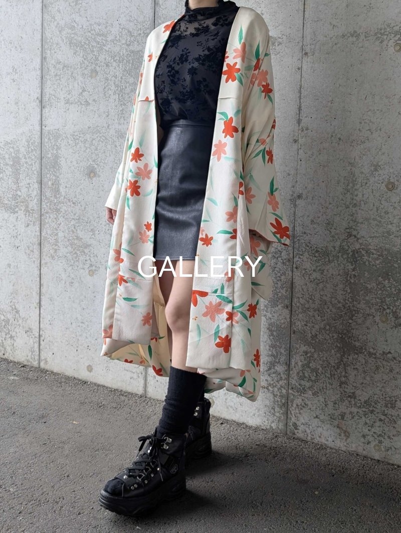 画像1: 【紅花小紋】バルーンロングガウン (1)