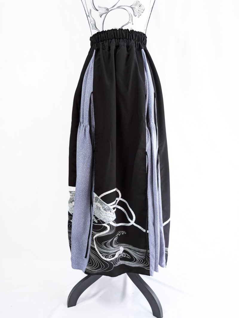 画像17: 【扇面流水文様×淡藤色】黒留袖スカートセットアップ (17)