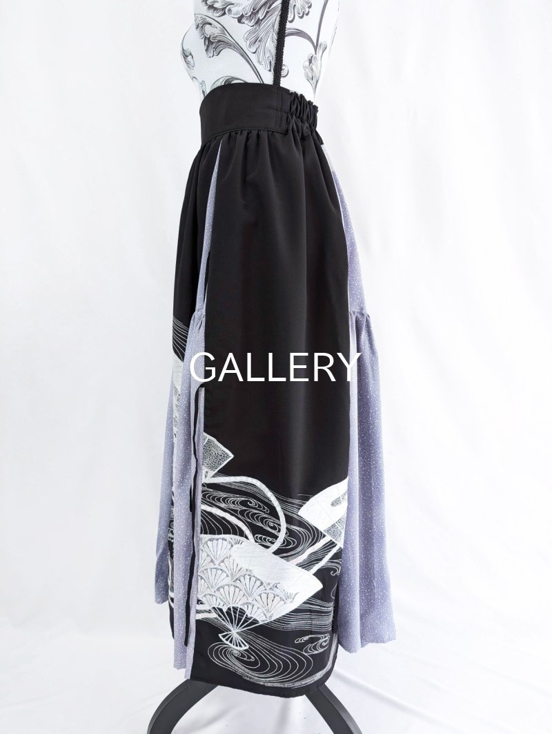 画像13: 【扇面流水文様×淡藤色】黒留袖スカートセットアップ (13)