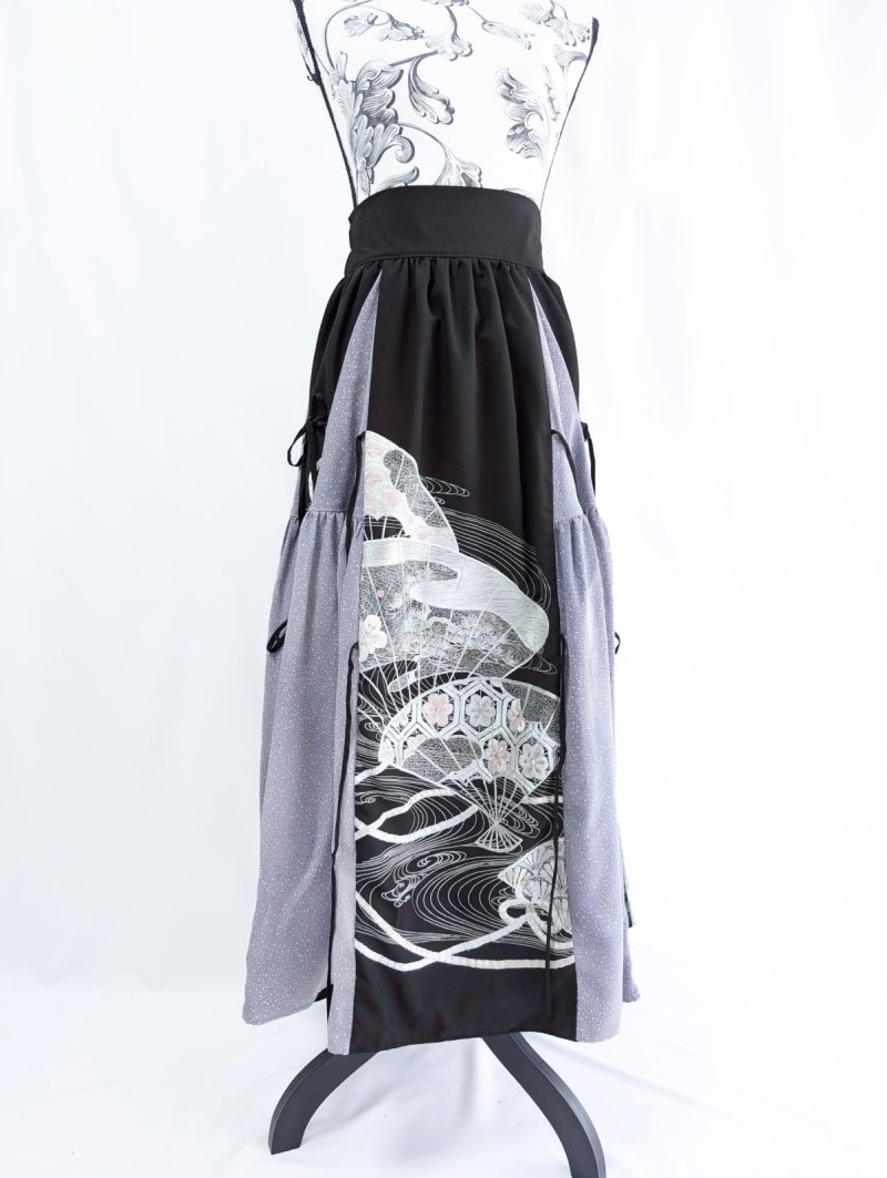 画像18: 【扇面流水文様×淡藤色】黒留袖スカートセットアップ (18)