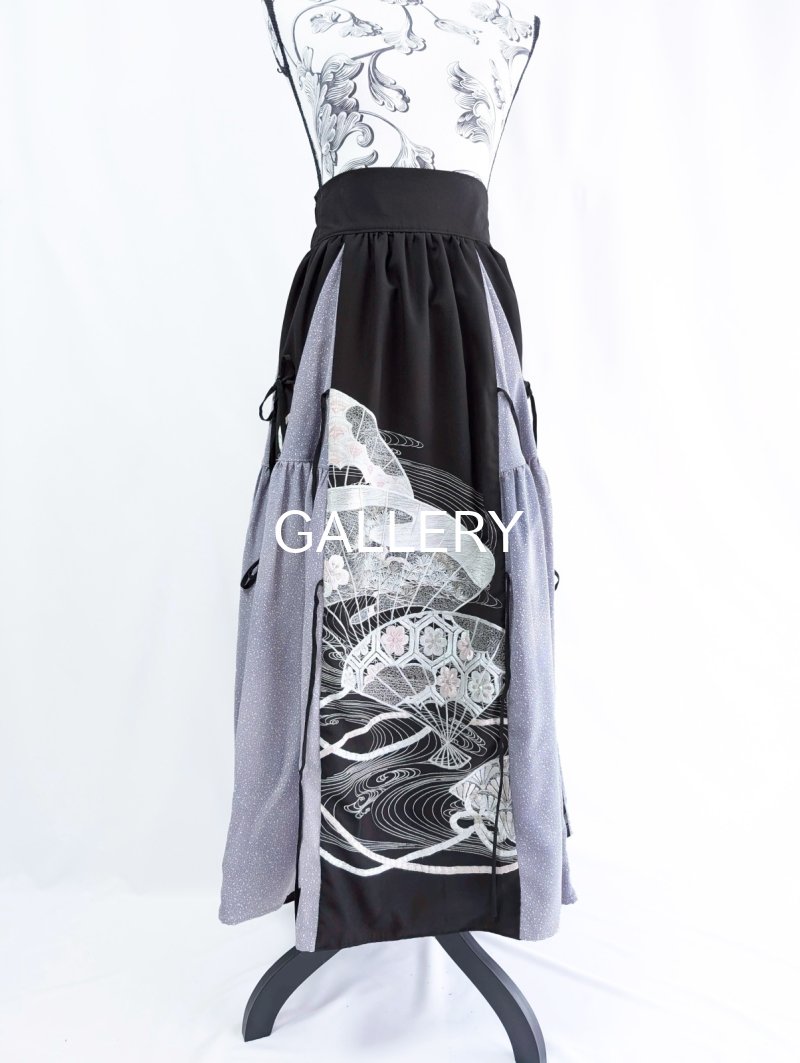 画像18: 【扇面流水文様×淡藤色】黒留袖スカートセットアップ (18)