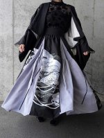 画像3: 【扇面流水文様×淡藤色】黒留袖スカートセットアップ (3)