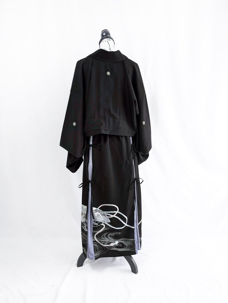 画像29: 【扇面流水文様×淡藤色】黒留袖スカートセットアップ (29)