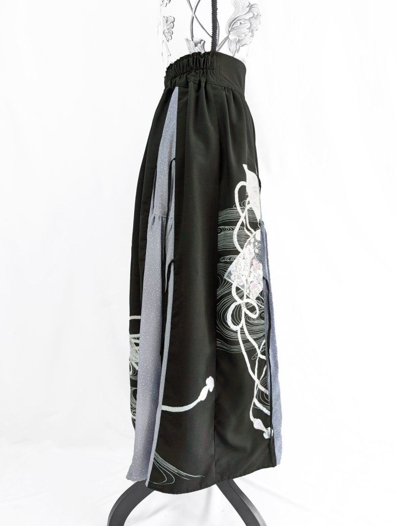 画像15: 【扇面流水文様×淡藤色】黒留袖スカートセットアップ (15)