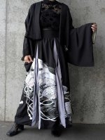 画像2: 【扇面流水文様×淡藤色】黒留袖スカートセットアップ (2)