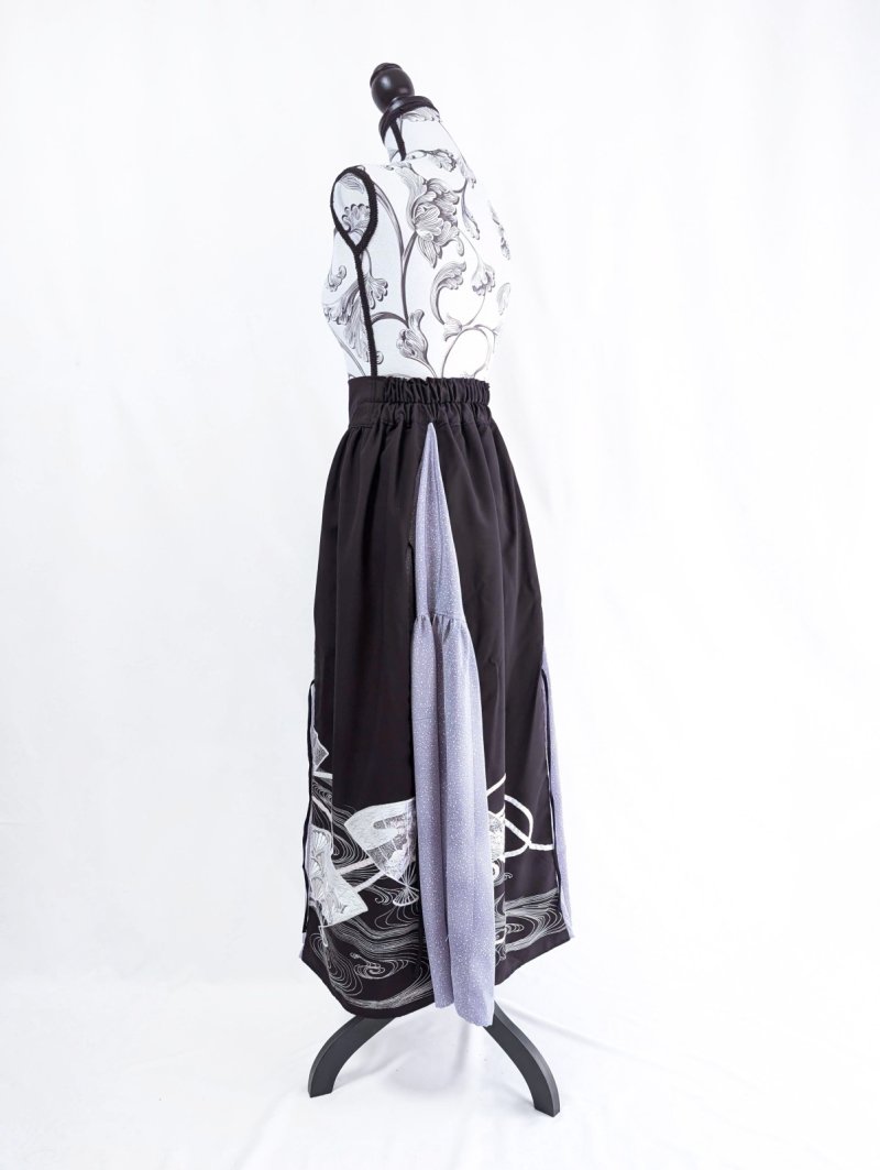画像16: 【扇面流水文様×淡藤色】黒留袖スカートセットアップ (16)