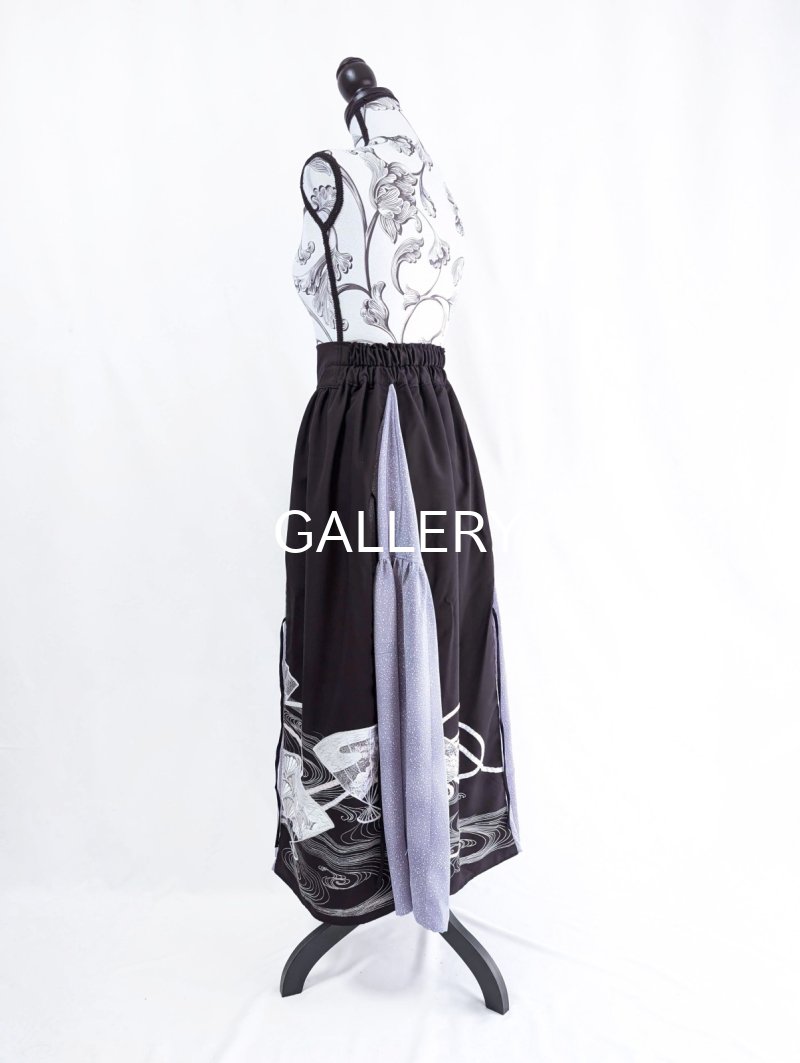 画像16: 【扇面流水文様×淡藤色】黒留袖スカートセットアップ (16)