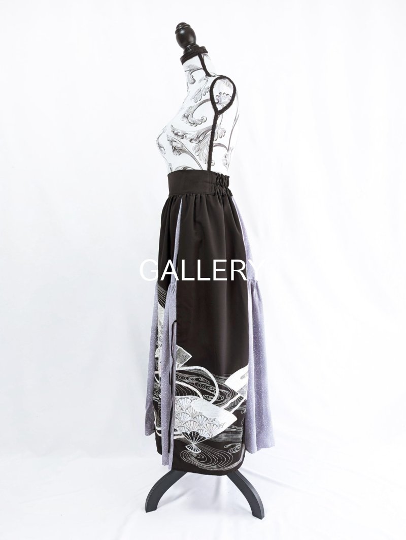 画像14: 【扇面流水文様×淡藤色】黒留袖スカートセットアップ (14)