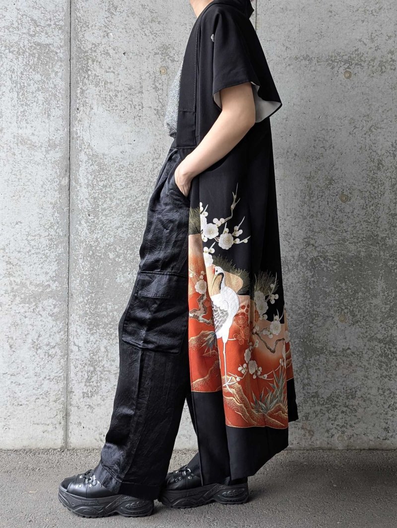 画像8: 【梅×刺繍立ち鶴】黒留袖ガウン＆アームカバー (8)