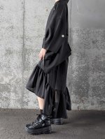 画像4: 【丸に立ち沢瀉紋】黒紋付シースルーフリルガウン (4)